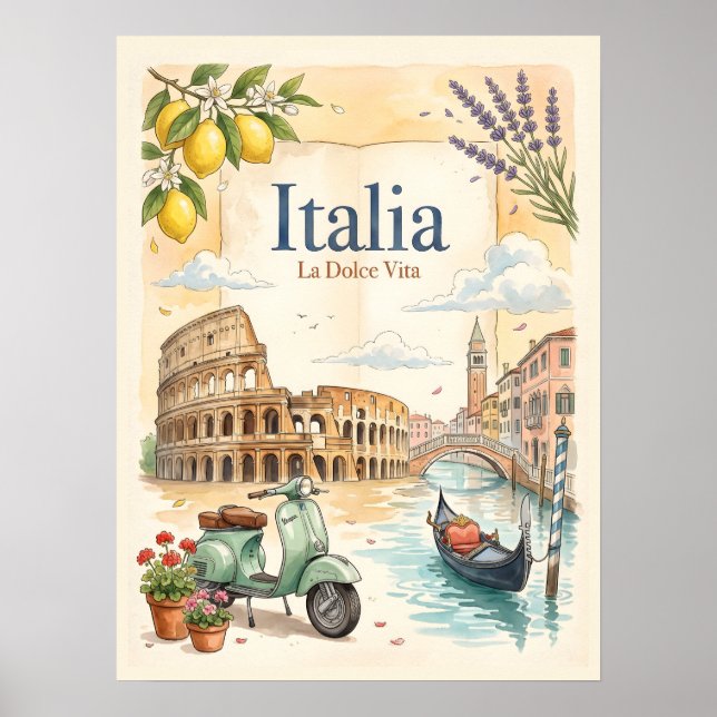 Affiche Voyage Vintage Italie (Devant)