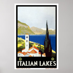 Affiche Voyage vintage, lacs italiens