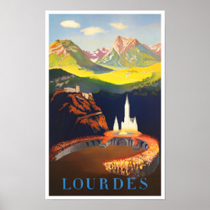 Affiche Voyage vintage Lourdes France