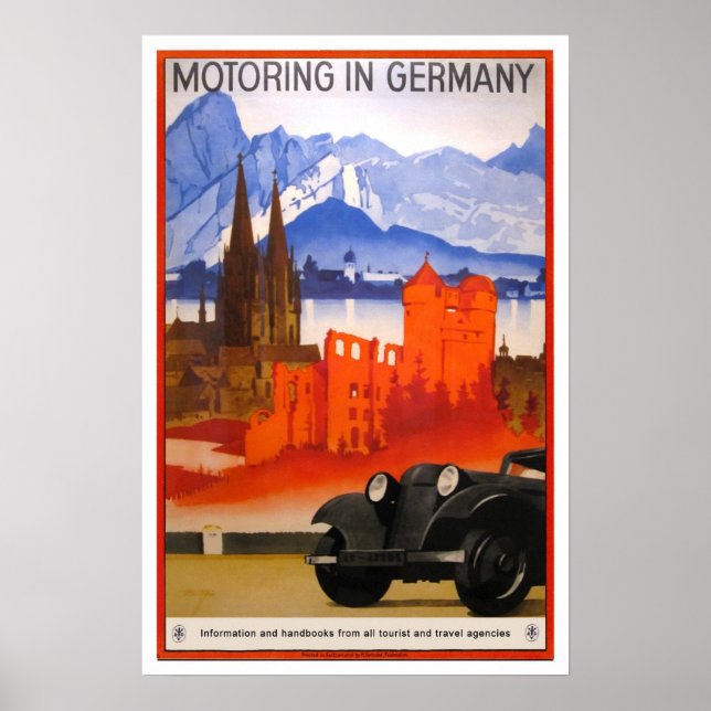 Affiche Voyage vintage, Motoring en Allemagne (Devant)