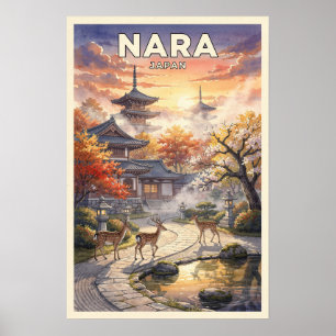 Affiche Voyage Vintage Nara Japon