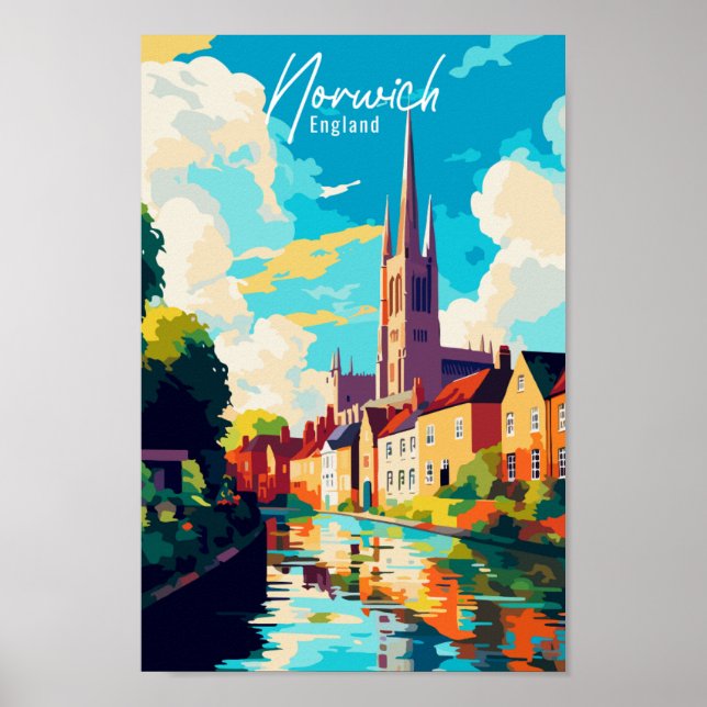 Affiche Voyage vintage Norwich England (Devant)