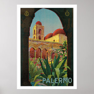 Affiche Voyage vintage, Palerme Italie