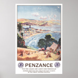 Affiche Voyage vintage, Penzance.