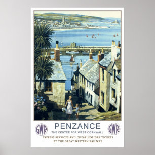 Affiche Voyage vintage, Penzance.