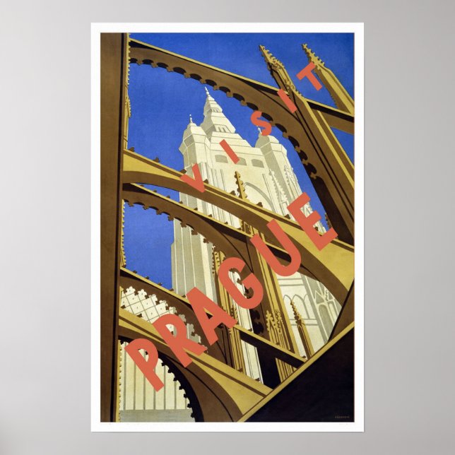 Affiche Voyage vintage, Prague (Devant)