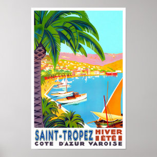Affiche Voyage vintage Saint Tropez France