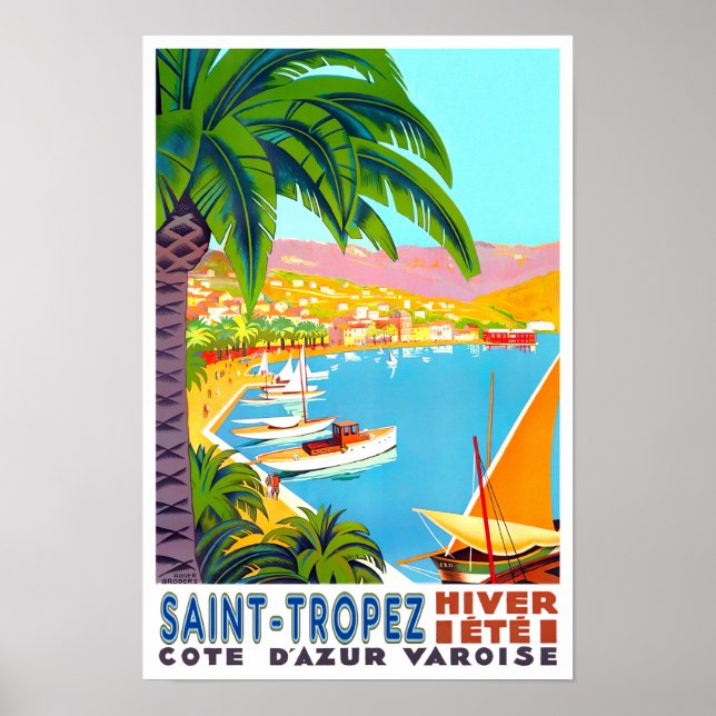 Affiche Voyage vintage Saint Tropez France (Devant)