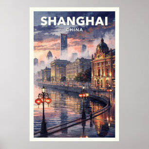 Affiche Voyage Vintage Shanghai Chine