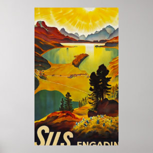 Affiche Voyage vintage Sils Engadin