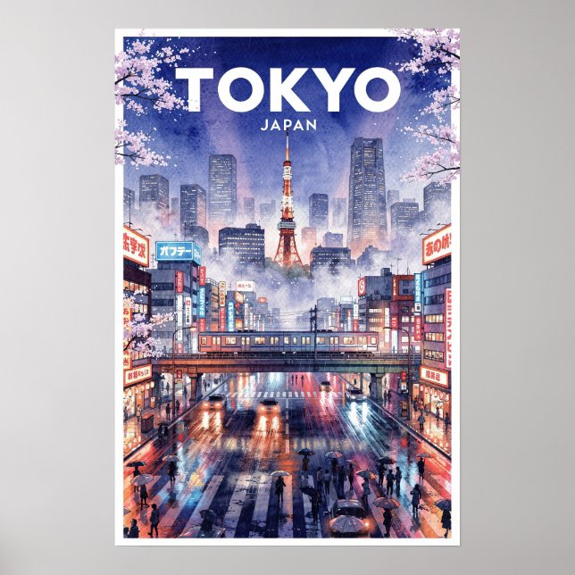 Affiche Voyage Vintage Tokyo Japon (Devant)