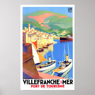 Affiche Voyage vintage Villefranche France