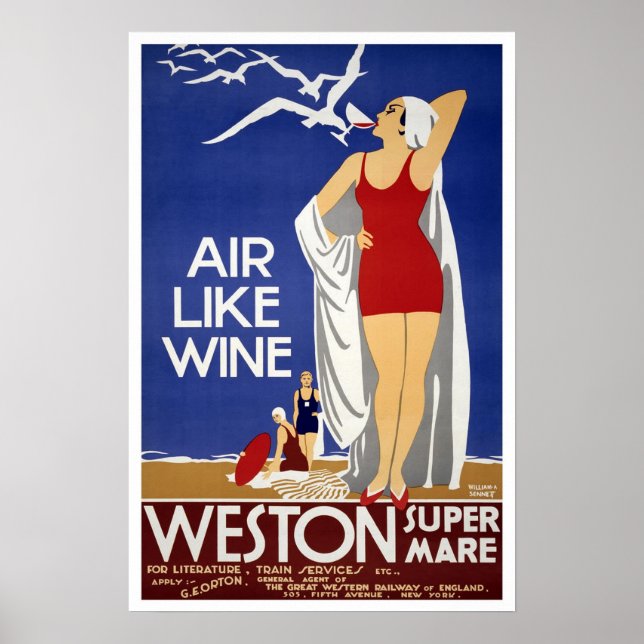Affiche Voyage vintage, Weston-super-Mare (Devant)