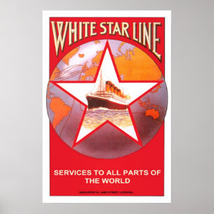 Affiche Voyage Vintage, White Star Line