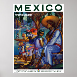 Affiche Voyage Vintage Xochimilco Mexico