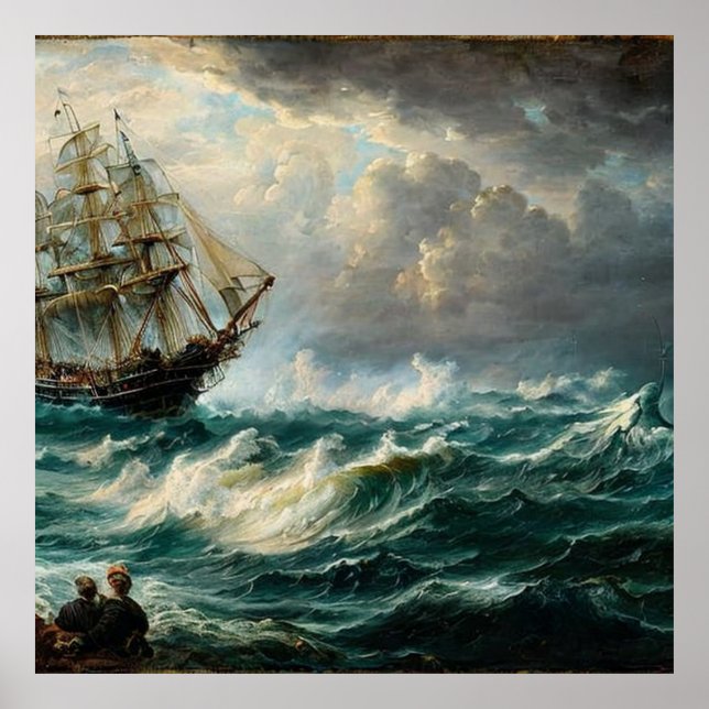 Affiche Voyager à bord d'un voilier et d'une tempête class (Devant)
