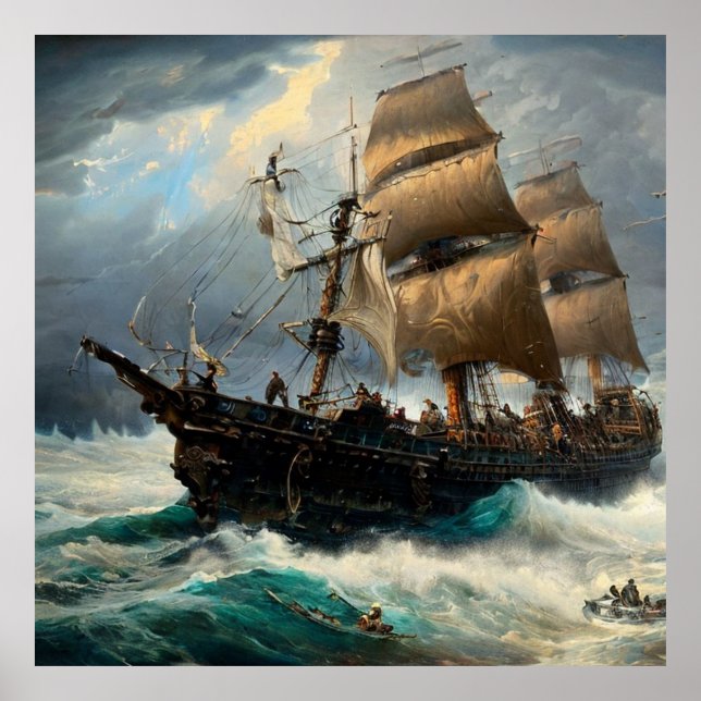 Affiche Voyager à bord d'un voilier et d'une tempête class (Devant)
