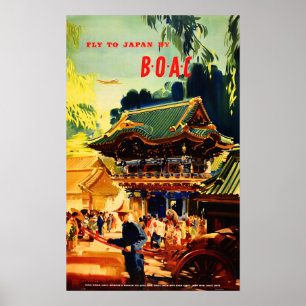 Affiche VOYAGER AU JAPON PAR BOAC Airways Retro Tourisme t