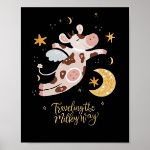 Affiche voyager de la façon laiteuse