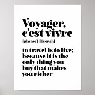 Affiche Voyager français inspiré Voyager C'est Vivre
