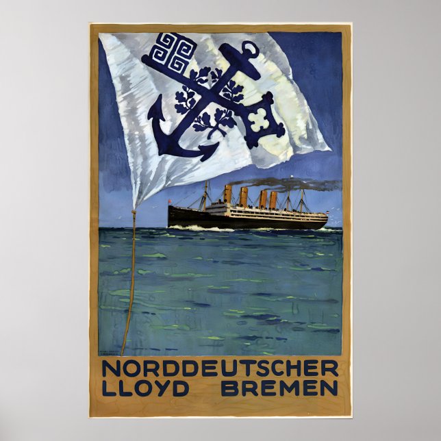 Affiche Voyages avec Norddeutscher Lloyd Bremen (Devant)