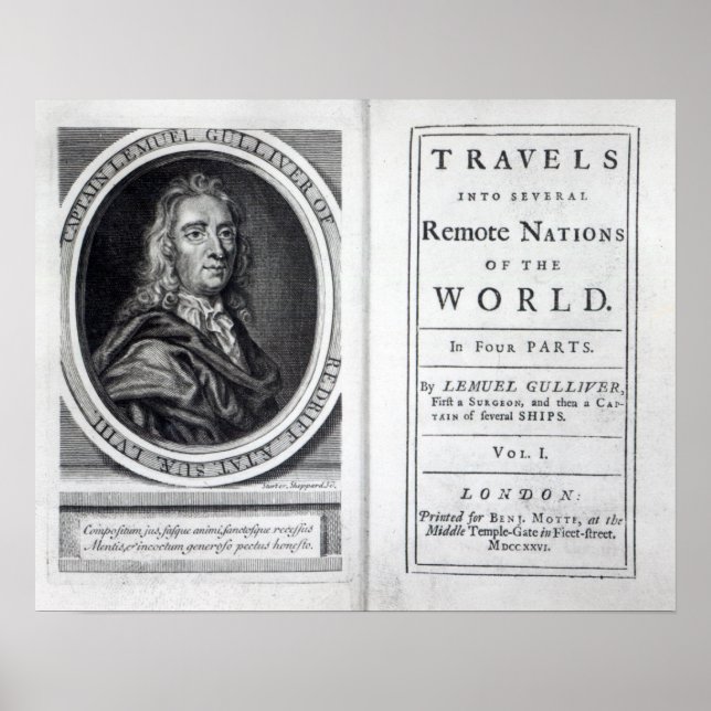 Affiche 'Voyages de Gulliver' par Jonathan Swift, 1726 (Devant)