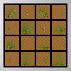 Affiche Voyages de pièces d'échecs, comparés (lignes verte