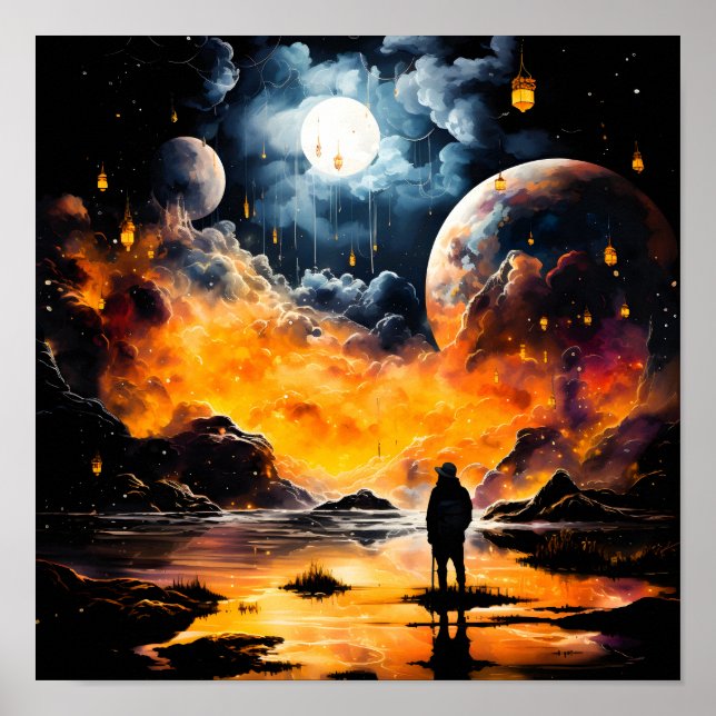 Affiche Voyageur astronaute Horizon cosmique Journey (Devant)