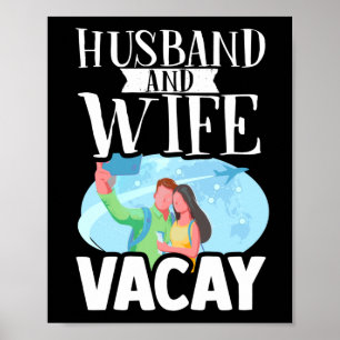 Affiche Voyageur Vacances En Vol Mari Et Femme Vacay