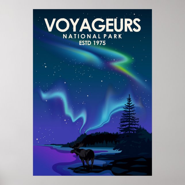 Affiche Voyageurs National Park Vintage Minimal Travel (Devant)