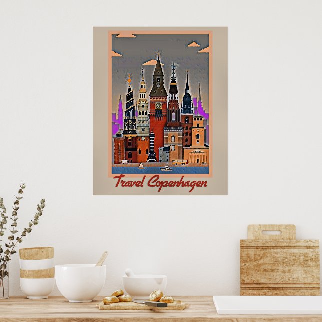 Affiche Voyagez à Copenhague, Danemark (Cuisine)
