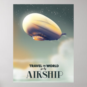 Affiche Voyagez autour du monde en dirigeable