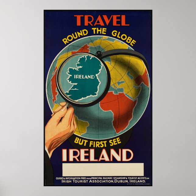 Affiche Voyagez Autour Du Monde Mais Voyez D'Abord Irlande (Devant)