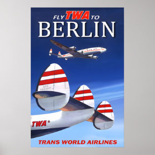 Affiche Voyagez TWA à Berlin Allemagne Trans World Airline