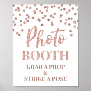 Affiche Voyant Mariage de cabine photo Rose Gold Confetti