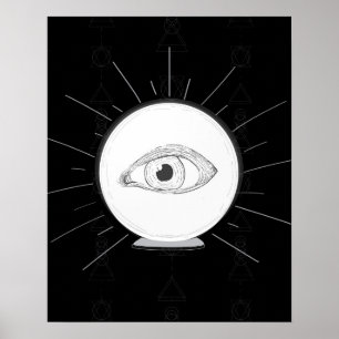 Affiche Voyante Œil de Voyant Boule de Cristal Ésotérique