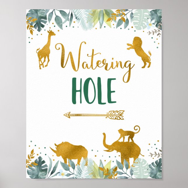 Affiche Voyelle d'eau Hole Green Gold Safari Signal d'anni (Devant)