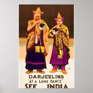 Affiche Voyez l'Inde Darjeeling années 1930 Style de voyag