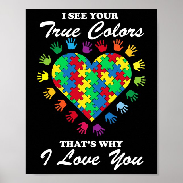 Affiche Vrai Couleurs Puzzle Coeur Cool Sensibilisation su (Devant)