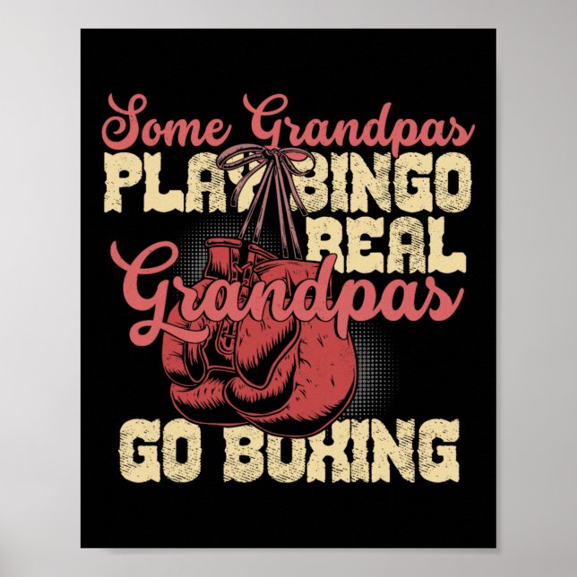 Affiche Vrais Grands-Pères Vont Boxe Drôles Cadeaux Grand- (Devant)