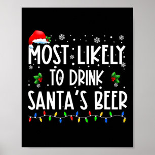 Affiche Vraisemblablement De Boire Père Noël Bière Noël Bo