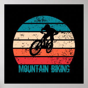 Affiche VTT Downhill Vintage Vélo de Montagne