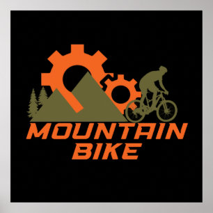 Affiche VTT moderne de descente de vélo de montagne