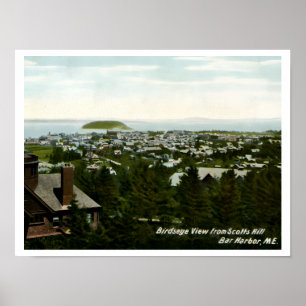 Affiche Vue aérienne de Bar Harbor, Maine, vintage