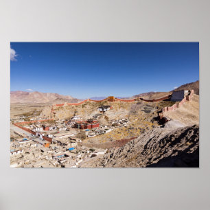 Affiche Vue aérienne de Gyantse & monastère de Palcho - Ti