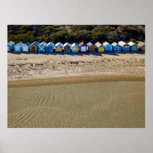 Affiche Vue aérienne de la plage de Brighton à Melbourne