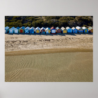 Affiche Vue aérienne de la plage de Brighton à Melbourne