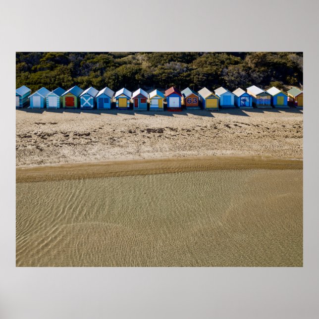 Affiche Vue aérienne de la plage de Brighton à Melbourne (Devant)