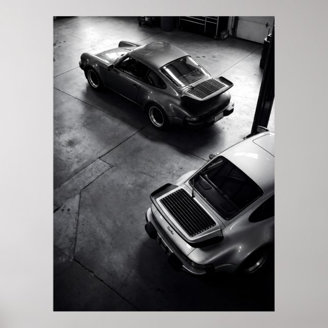 Affiche Vue aérienne de la Porsche 911 Turbo classique (Devant)