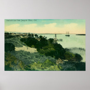 Affiche Vue aérienne de la rivière Antioch et San Joaquin